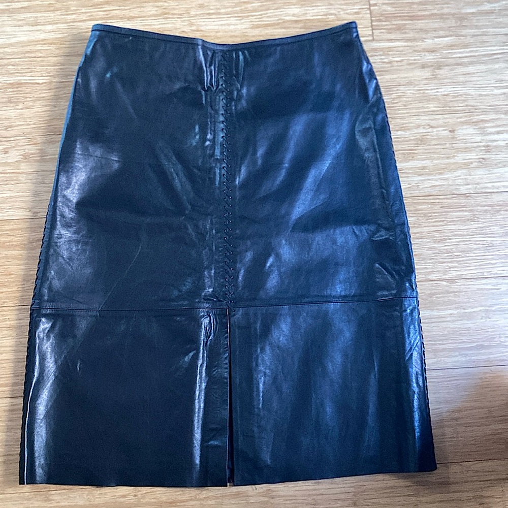 Banana Republic Black Leather Skirt